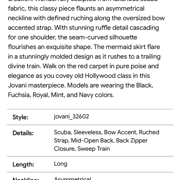 Brand new Jovani Mermaid Style Gown *NWT - Picture 3 of 13